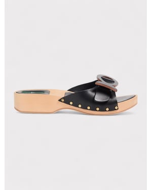 Pucci Appliquéd Leather Clog Sandals Black