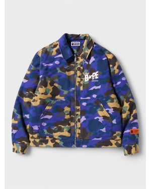 Bape X Heron Preston Mix 1St Camo Duck Trucker Jacket Purple
