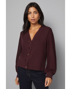 Chiffon Sleeve Button Front Cardigan