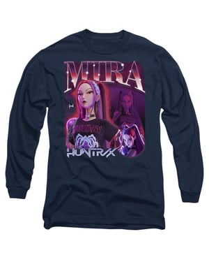 K-Pop Demon Hunters Unisex Adult Huntr/X Mira Long-Sleeved T-Shirt (Navy)
