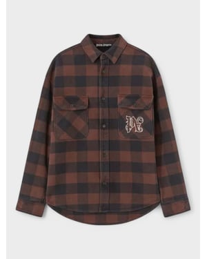 Palm Angels Ruitpatroon Overshirt 'Bruin/Off White'