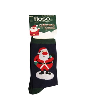 FLOSO Mens Santa Christmas Socks (Navy)