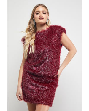 Tinsel Fluffy Drop Waist Mini Dress