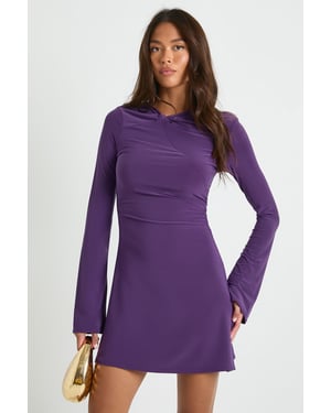 Knot Detail Ruched Waist Mini Dress