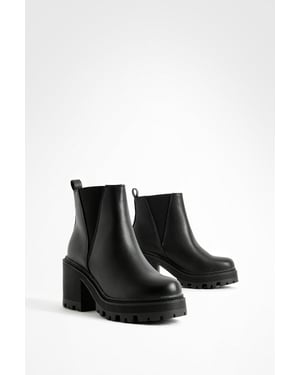 Wide Fit Chunky Block Heel Chelsea Boots