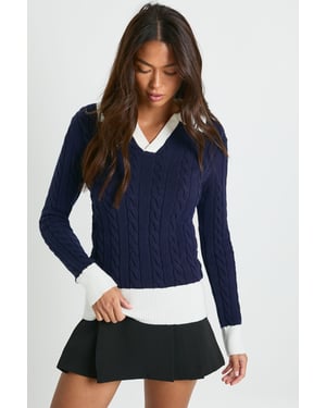 Cable Collar Detail Oversized Jumper