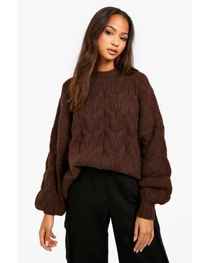 Fluffy Cable Knit Crew Neck Jumper