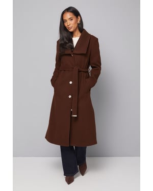Knitted Collar Button Through Wrap Coat