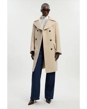Wool Patch Pocket Tailored Midi Coat