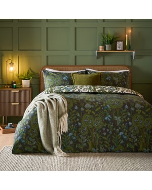 furn. Garden of Wonder Reversible Duvet Cover Set, Evergreen