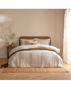 Yard Perrie Leaf Muslin 100% Cotton Duvet Sets, Natural