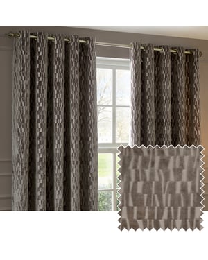Paoletti Manhattan Velvet Room Darkening Eyelet Curtain Pair, Mink