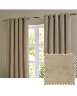 Furn The Ultimate Velvet Blackout Eyelet Curtain Pair, Mocha