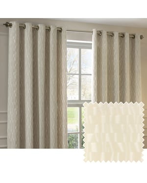Paoletti Manhattan Velvet Room Darkening Eyelet Curtain Pair, Ivory