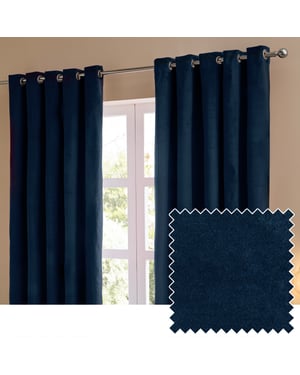 Furn The Ultimate Velvet Room Darkening Eyelet Curtain Pair, Royal