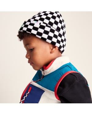Uda Kids Shaun the Sheep Knit Hat Black White Checkerboard
