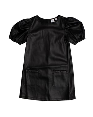 Jurk van imitatieleer met pofmouwen 786914 voor meisjes