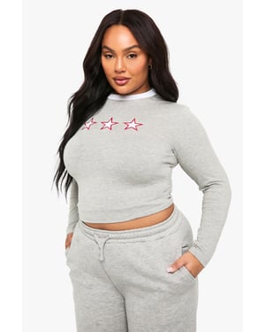 Plus Star Icon Fitted Long Sleeve Top