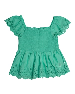 Short Blouse with Embroidered Eyelets 557992 for Girls