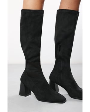 Wheres That From Womens 'Yasmine' Stretch Calf Suede Block Heel Boots