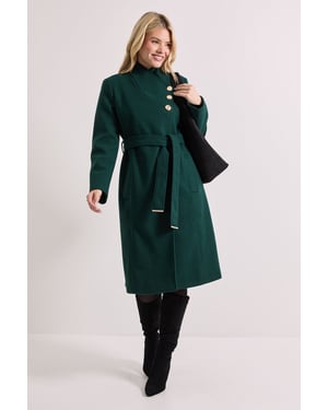 Funnel Neck Belted Coat