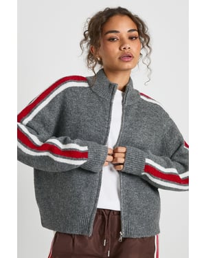 Chunky Knit Zip Through Knitted Jumper