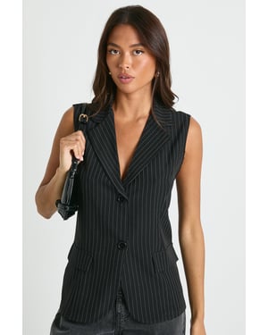Pinstripe Longline Tailored Waistcoat