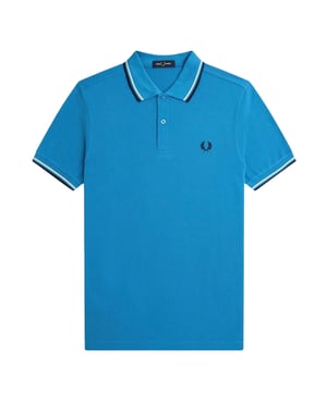 Fred Perry Svart Krämfärgad Cyberblå Pikétröja Med Dubbla Toppar