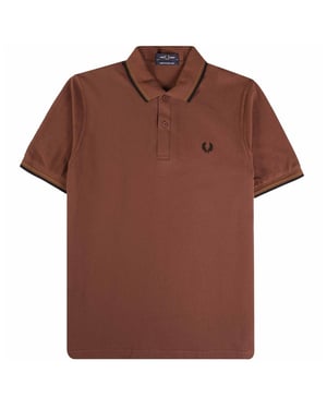 Fred Perry Limoengroen Poloshirt Met Dubbele Kraag En Kastanjebruine Kraag