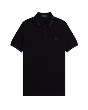 Fred Perry Frans Marineblauw Poloshirt Met Dubbele Kraag En Zwarte Kraag