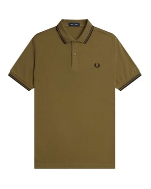 Fred Perry Zwart Dubbelpuntkraag Donkerbruin Poloshirt