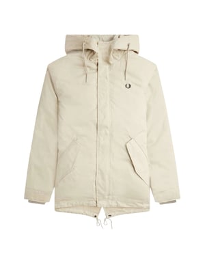 Fred Perry Light Oyster Korte Gewatteerde Parka-jas