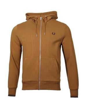 Fred Perry Dark Caramel Zip Up Hoodie