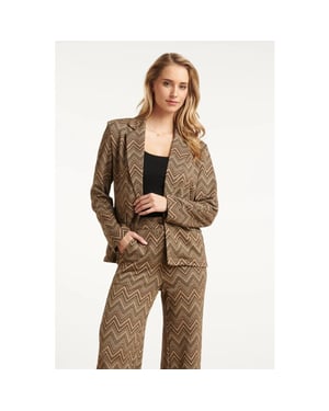 Smashed Lemon Zand en gouden blazer met zigzagprint |