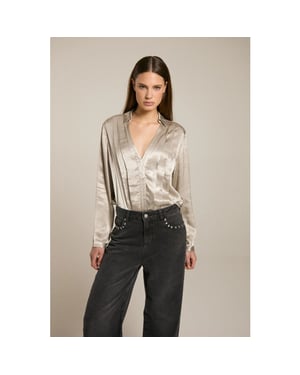 Homage to Denim H-cw25m29 blouse with pleated detail