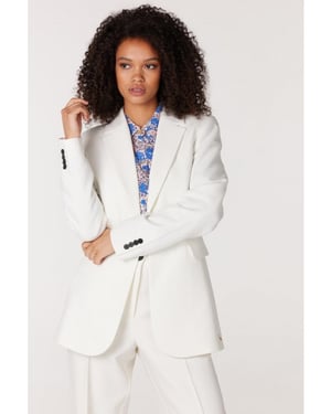 JANSEN AMSTERDAM Wq238 woven blazer with long sleeve winter white