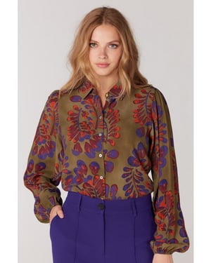 Jansen Amsterdam Wop722 blouse gracew23-000253-multi green