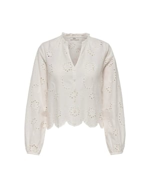 Jacqueline de Yong Ditte l/s embroderie short shirt