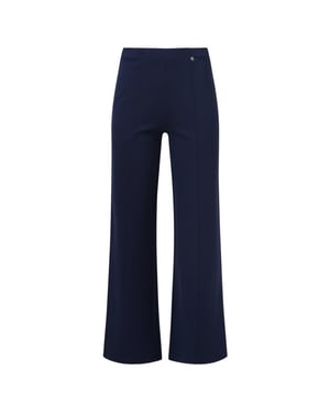 Smashed Lemon Damesstretch charcoal broek met wijde pijpen |