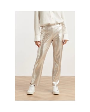 Smashed Lemon Damesglanzende metallic broek |