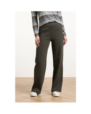 Smashed Lemon Damesstretch broek met wijde pijpen |