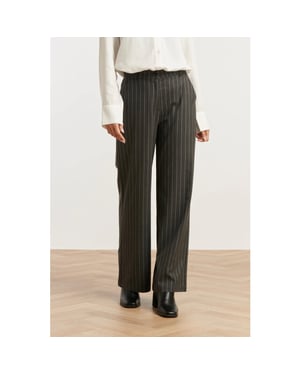 Smashed Lemon Grijs en wit pinstriped broek |