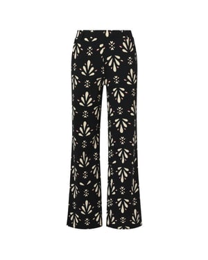Smashed Lemon Zwart en offwhite travelkwaliteit broek |