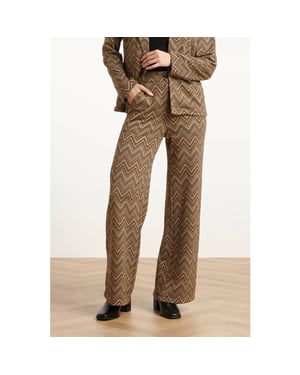 Smashed Lemon Zand en gouden broek met zigzagprint |