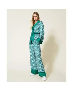 Twin-set Pantalone 10029 bic. t. new poi/green flag