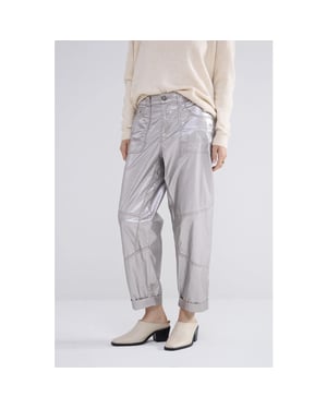 Summum 4s2693-12105 loose tapered pants foil coated