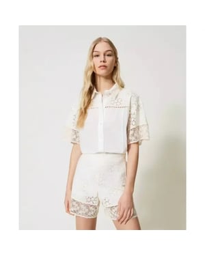 Twin-set Broderie anglaie hort h macramé lace