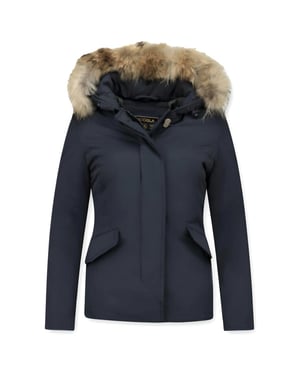 TheBrand Korte winterjas met bontkraag