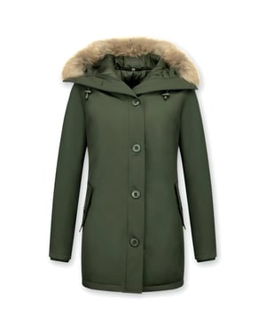 TheBrand Lange parka jas met bontkraag