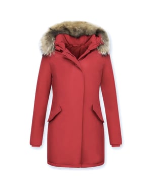 TheBrand Parka jas slim fit met bontkraag
